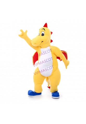 For Adult Bright Yellow Boy Dragon Mascot Costume