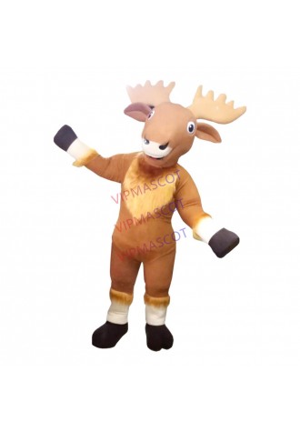 Standing Version Elk With Thick Fur Mascot Costume