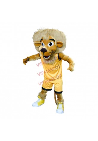 Playing Sports Lion In The Casual Suits Mascot Costume