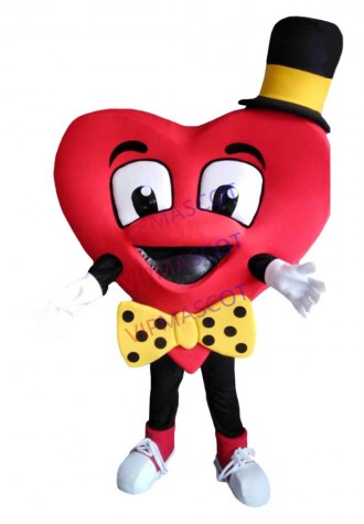 Red Heart Doll With Bow Tie Mascot For Opening Event