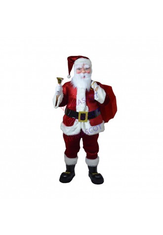 The Kind Santa Claus Holding Golden Bell Mascot Costume