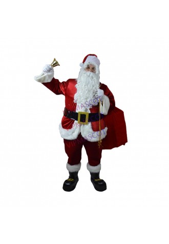 White-bearded Santa Claus Carrying Gift Bag Mascot For Christmas