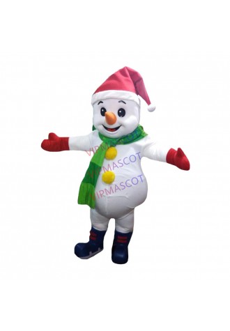 Soft Lightweight Snowman With Christmas Hat Mascot Costume
