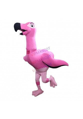 The Running Pink Flamingo With Long Neck Mascot Costume