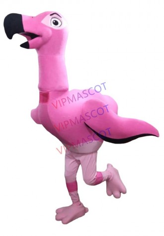 The Running Pink Flamingo With Long Neck Mascot Costume