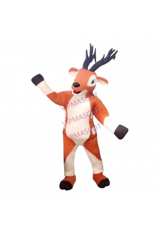 Fancy Orange Deer With Hale Horns Mascot Costume