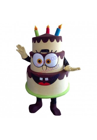 Three-tiered Happy Birthday Cake Mascot Costume For Celebration