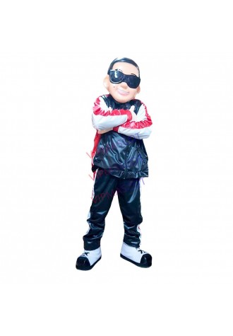 Fashion Reggaeton Singer Wearing Sunglasses Mascot Costume