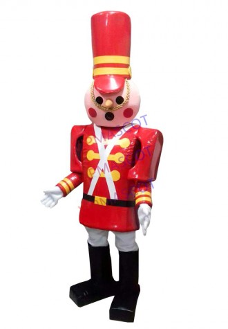 Regular Toy Soldier With Red Top Hat Mascot Costume