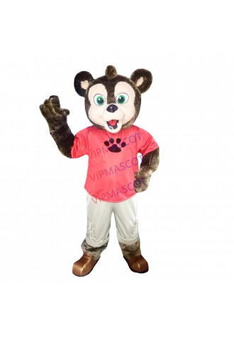 Green-eyed Wiley the Baby Wolf Mascot Costume