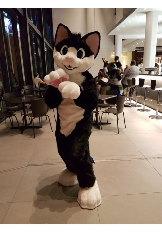 Lovely White & Back Cat Fursuit Costume Mascot Costume