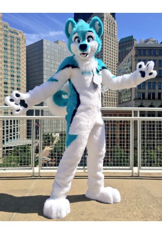 Blue & White Husky Dog Fursuit Mascot Costume