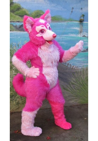 Lovely Pink Husky Dog Fursuit Costume Mascot Costume