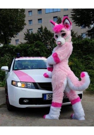 Cute Pink Husky Dog Fursuit Costume Mascot Costume