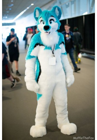 Superb Blue Husky Dog Wolf Fursuit Costume Mascot Costume