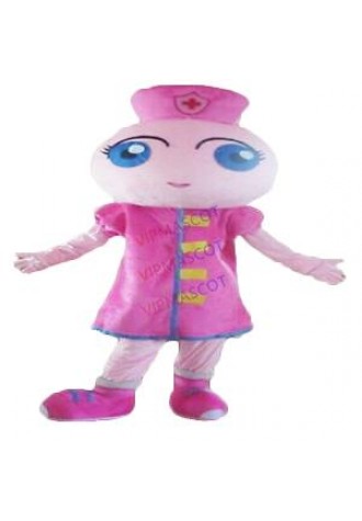 Halloween Pink Long Hair Nurse Girl Mascot Costume Cosplay Clothing Carnival