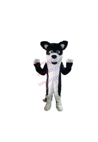 Black Halloween Husky Dog Wolf Fox Mascot Costume Cosplay Party Fancy Dress Suit