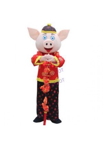 Christmas Pig Year Mascot Costume Suit Game Cosplay Party Adult size Dres Outfit