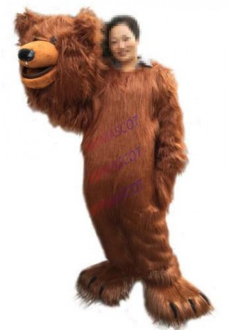Long Fur Brown Bear Mascot Costume Suit Animal Adults Cosplay Fancy Dress Parade