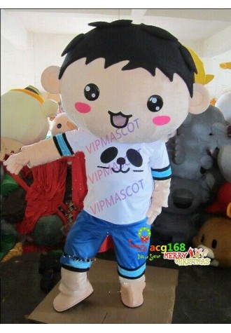 Performan Boy Mascot Costume Cartoon Party Outfit Dress Adult Suit Unisex Parade