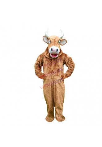Brown Cow Mascot Costume Cosplay Party Fancy Dress Outfit Advertising Adult Size