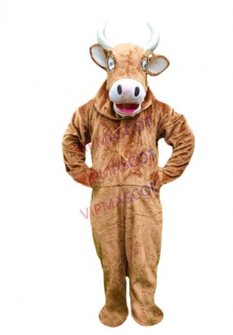Brown Cow Mascot Costume Cosplay Party Fancy Dress Outfit Advertising Adult Size