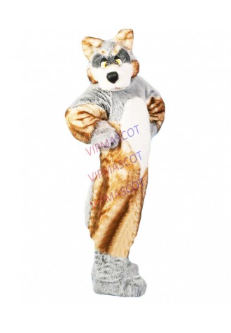 High Quality Luxury Plush Simulation Fur Color Wolf Mascot Costumes Gift A+