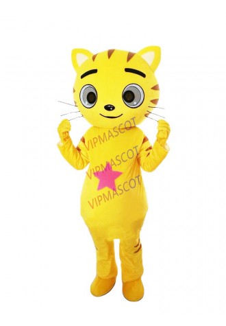 Yellow Cat Mascot Costume Cartoon Cosplay Party Dress Outfit Advertising Adults