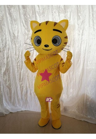 Yellow Cat Mascot Costume Cartoon Cosplay Party Dress Outfit Advertising Adults