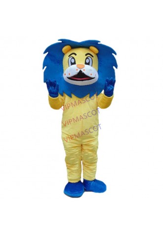 Blue Lion Costumes King of Forest The Lion Suit Mascot Party Dress Unisex Adults