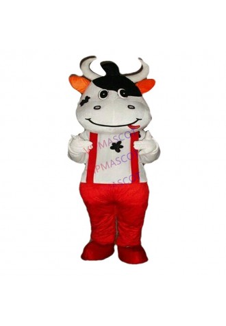 Fancy Dress Red Milk Cow Mascot Costume Outfit Adult Suit Cosplay Party  Parade
