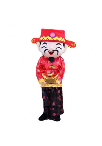Chinese New Year God Of Wealth Fortune Mascot Costume Suit Adult Cosplay Dress