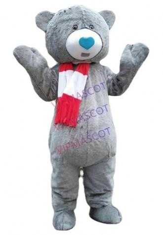 Grey Bear Mascot Costume Cosplay Party Fancy Dress Outfit Advertising Adult Suit