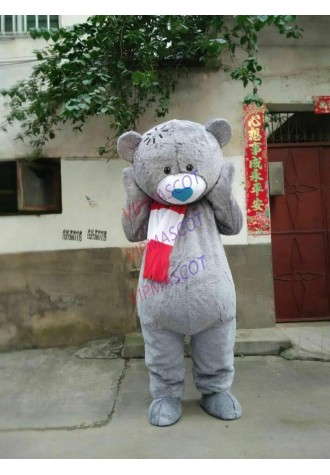 Grey Bear Mascot Costume Cosplay Party Fancy Dress Outfit Advertising Adult Suit