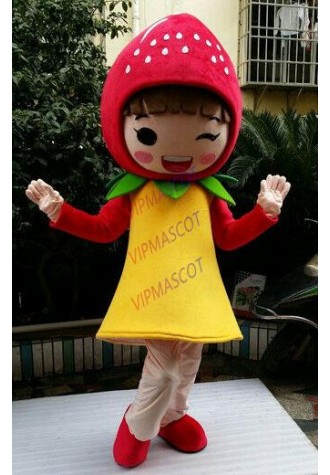 Fruit Strawberry Mascot Costume Cartoon Character Adult For Halloween Gift
