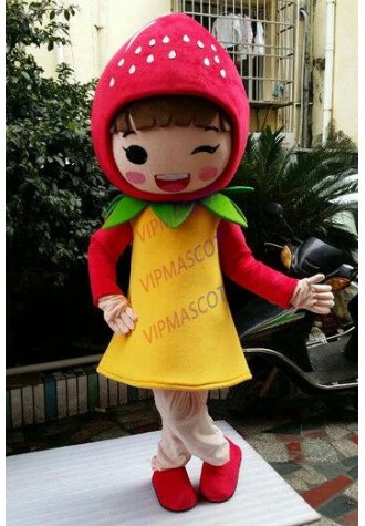 Fruit Strawberry Mascot Costume Cartoon Character Adult For Halloween Gift