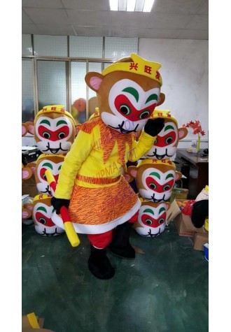Monkey King Mascot Adult Sun Wukong Costume Halloween Cartoon Party Dress Outfit