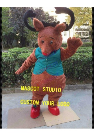 Reindeer Mascot Costume Suit Cosplay Party Game Dress Outfit Halloween Adult