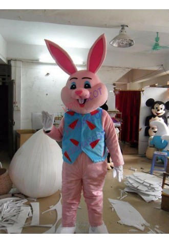 ADS Christmas Adult Cartoon Pink Rabbit Mascot Costume Outfit Party Dress Unisex