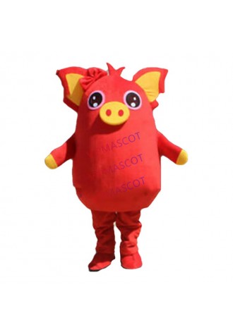 Red Pig Costume Outfits Game Birthday Mascot Party Cosplay Dress Parade Animals