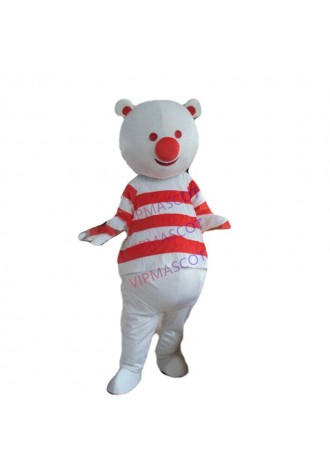 Halloween Spot Sound Bear Mascot Snowman with Red and White Striped T-shirt