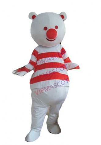 Halloween Spot Sound Bear Mascot Snowman with Red and White Striped T-shirt