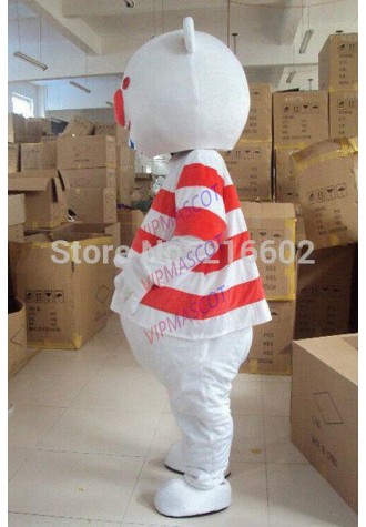 Halloween Spot Sound Bear Mascot Snowman with Red and White Striped T-shirt