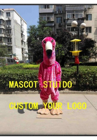 Halloween Pink Flamingo Mascot Costume Fancy Anime Cosplay Theme Dress Carnival