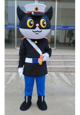 Black Cat Sheriff Mascot Costume Suit Cosplay Party Game Outfit Halloween Adult