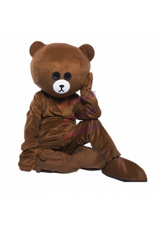 Dark Brown Sad Bear Mascot Costume Cartoon Cosplay Fancy Dress Outfit Adult Size