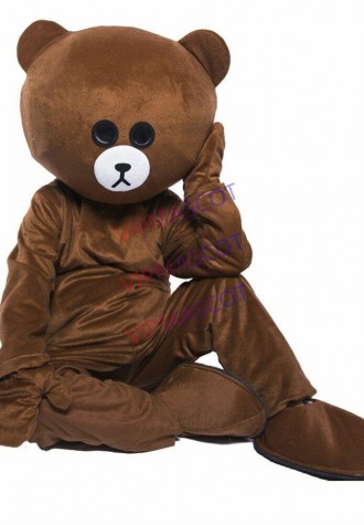 Dark Brown Sad Bear Mascot Costume Cartoon Cosplay Fancy Dress Outfit Adult Size