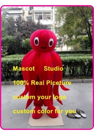 Red Octopus Mascot Costume Suit Cosplay Party Game Dress Outfit Halloween Adult