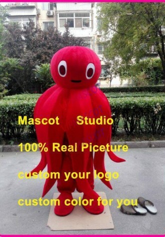 Red Octopus Mascot Costume Suit Cosplay Party Game Dress Outfit Halloween Adult