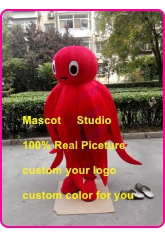 Red Octopus Mascot Costume Suit Cosplay Party Game Dress Outfit Halloween Adult